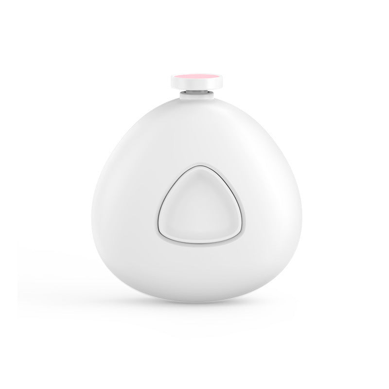 TinyTrim nail grinder in white, anti-pinch rounded tip detail
